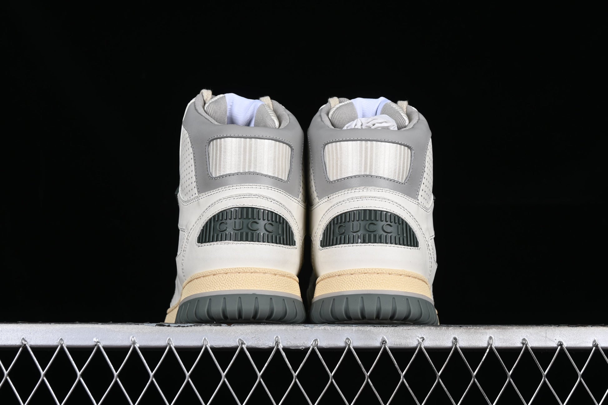 Gucci Basket High-Top Sneaker – White/Ivory/Green XoticBlendz