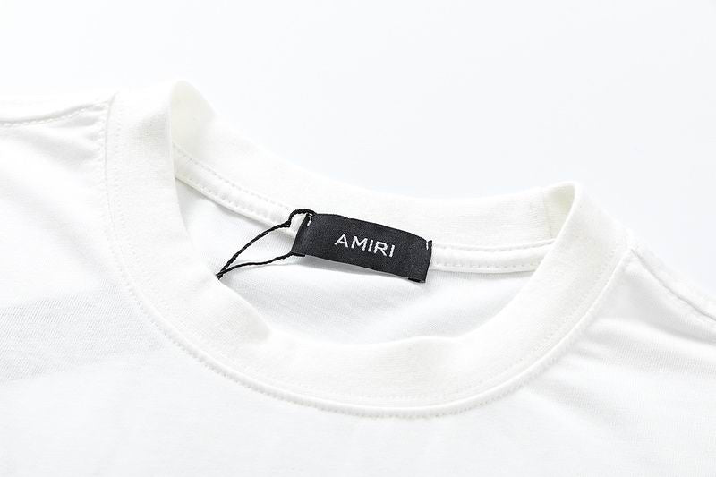 AMIRI Distressed Logo T-Shirt – Gothic Streetwear Vibe (Black/White) XoticBlendz