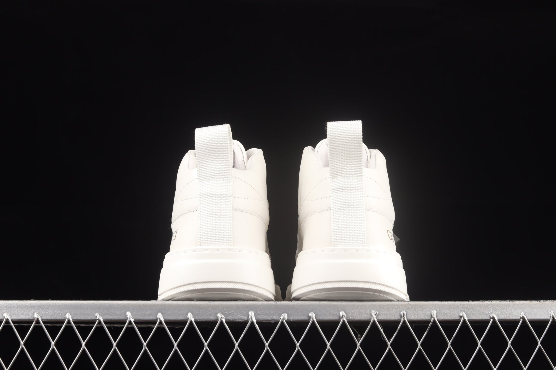 Gucci Rhyton High-Top Sneaker – White Leather & Gold Logo XoticBlendz