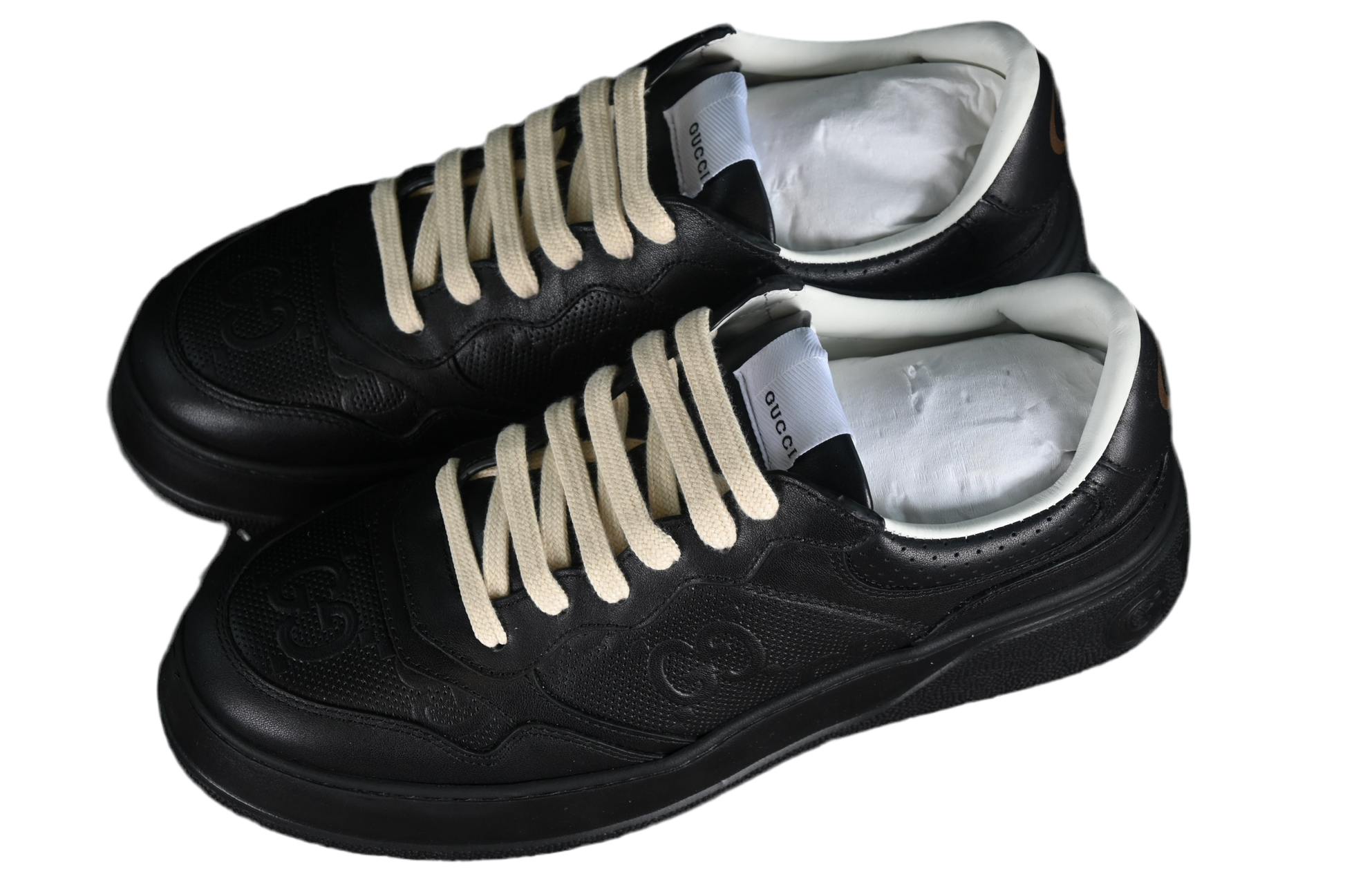 Gucci GG Embossed Leather Sneaker – Black or White - Unisex XoticBlendz
