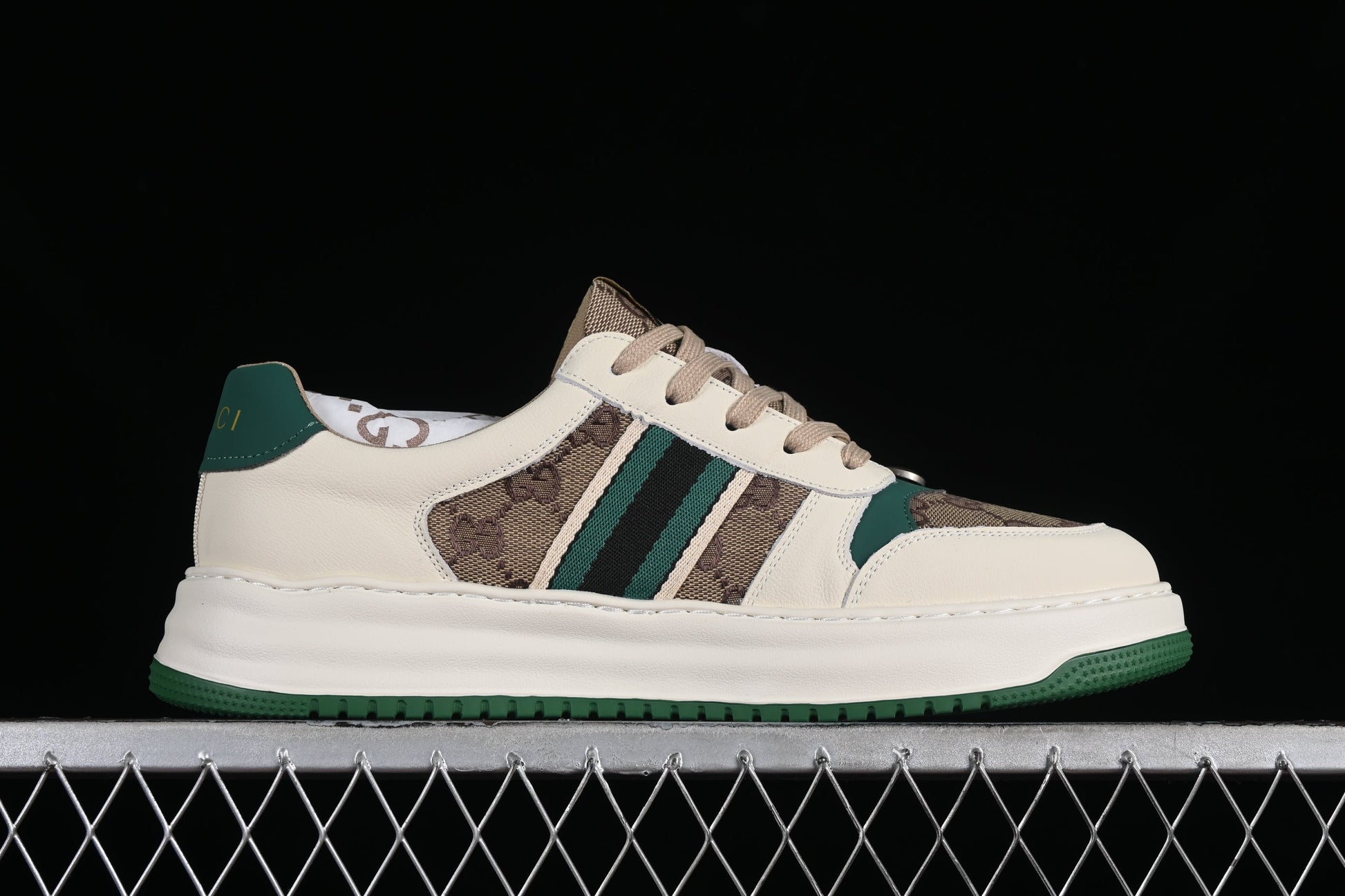 Gucci Screener GG Canvas Sneaker – Cream & Green XoticBlendz