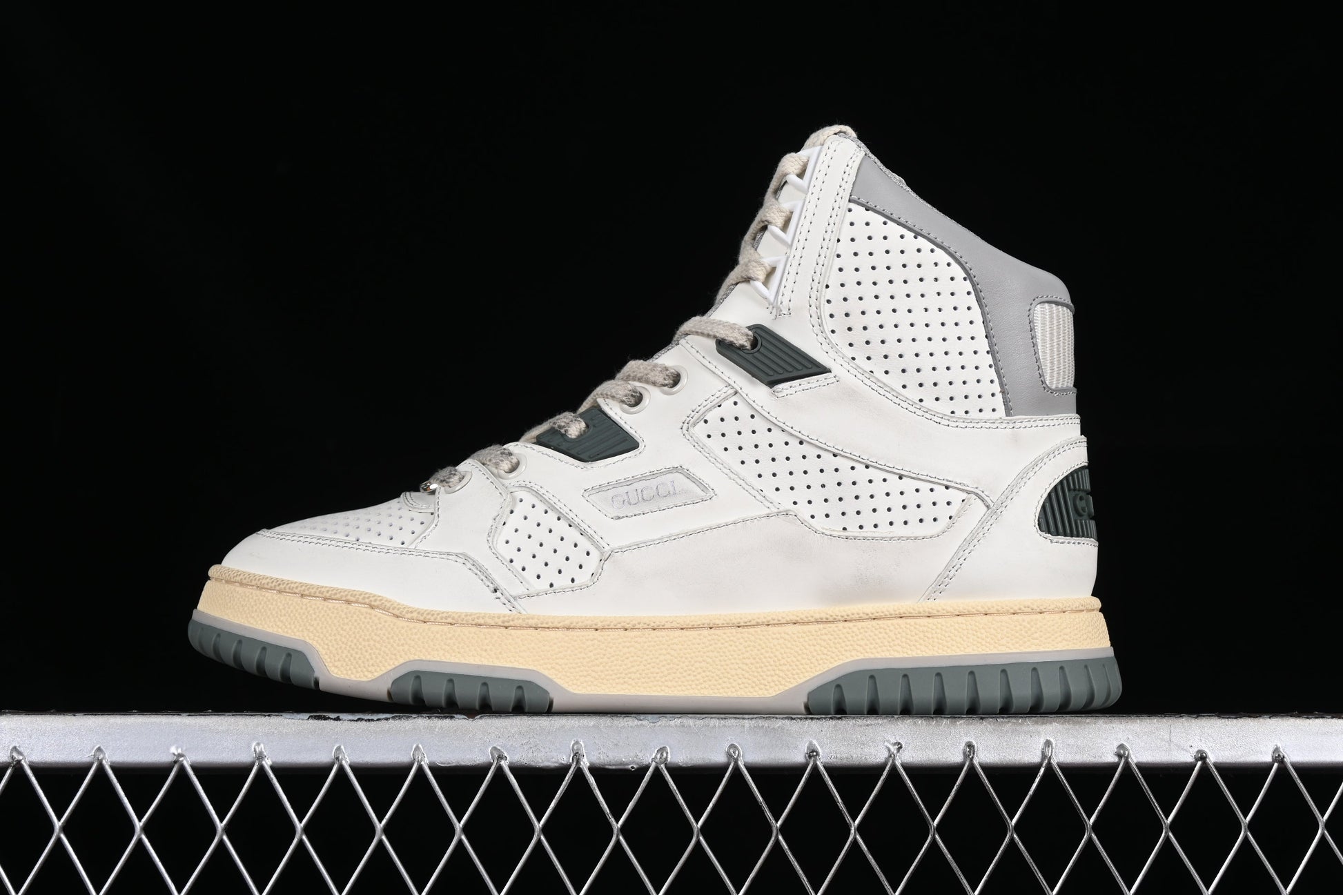 Gucci Basket High-Top Sneaker – White/Ivory/Green XoticBlendz