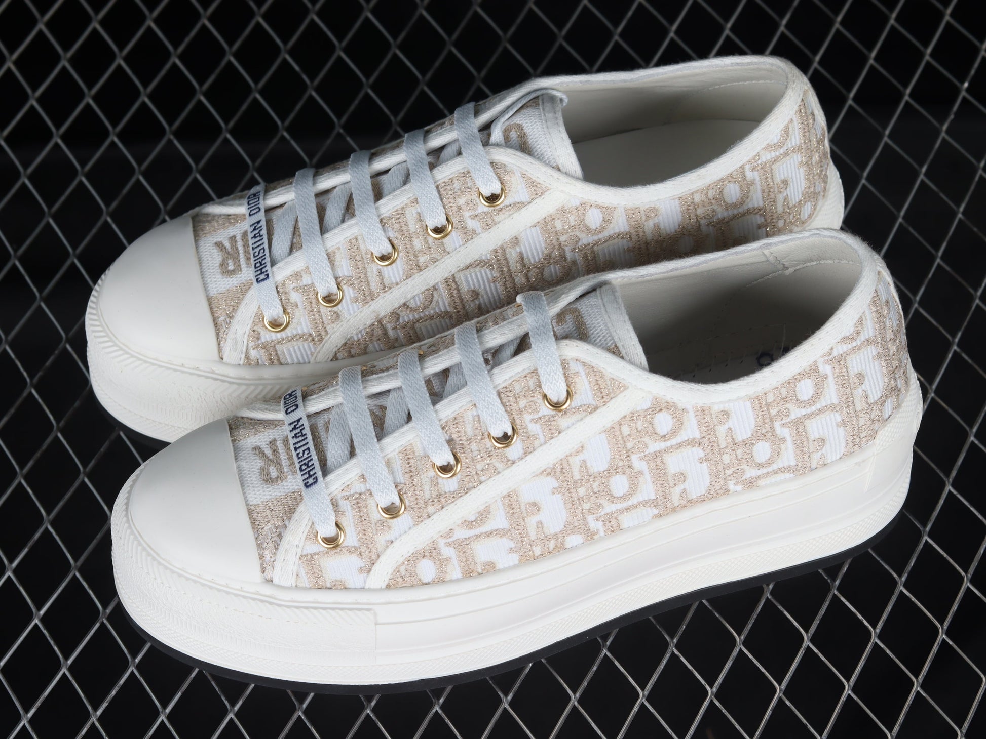 Dior Oblique Canvas Platform Sneakers – Navy & Beige Monogram XoticBlendz