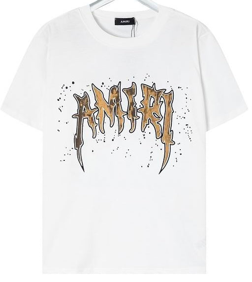 AMIRI Distressed Logo T-Shirt – Gothic Streetwear Vibe (Black/White) XoticBlendz