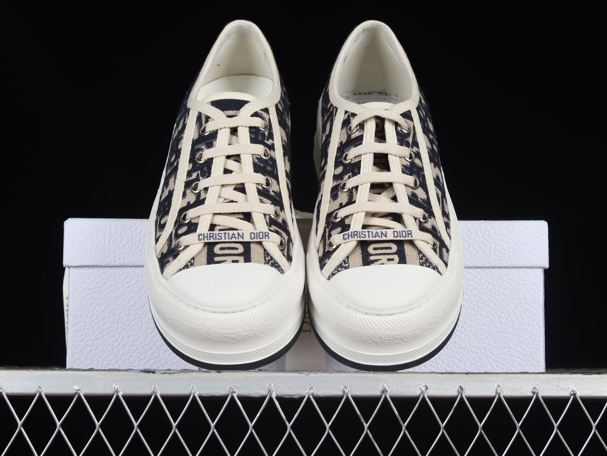 Dior Oblique Canvas Platform Sneakers – Navy & Beige Monogram XoticBlendz