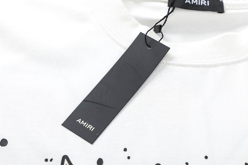 AMIRI Distressed Logo T-Shirt – Gothic Streetwear Vibe (Black/White) XoticBlendz