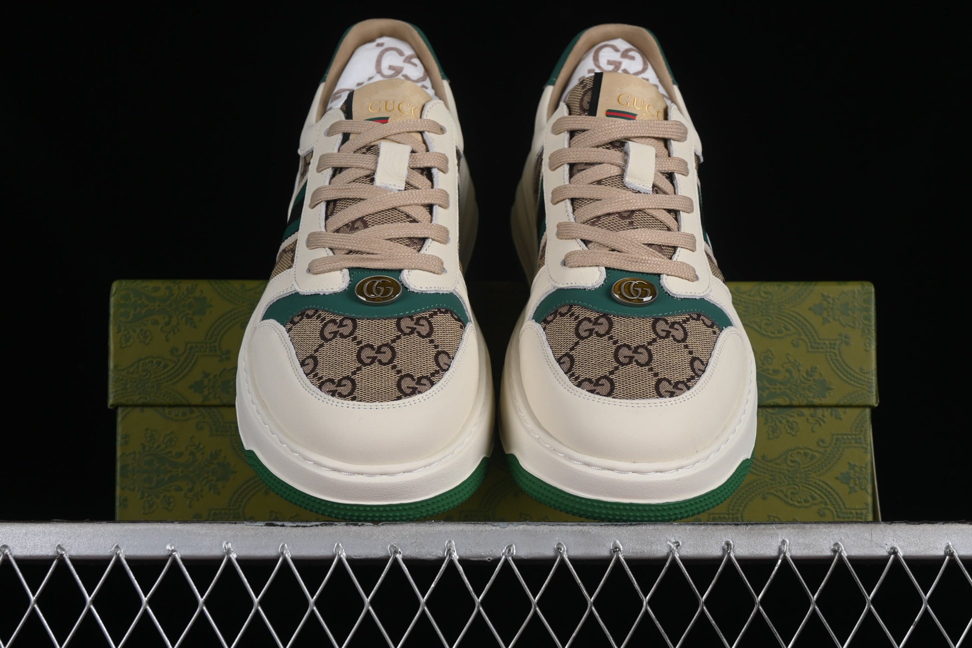 Gucci Screener GG Canvas Sneaker – Cream & Green XoticBlendz