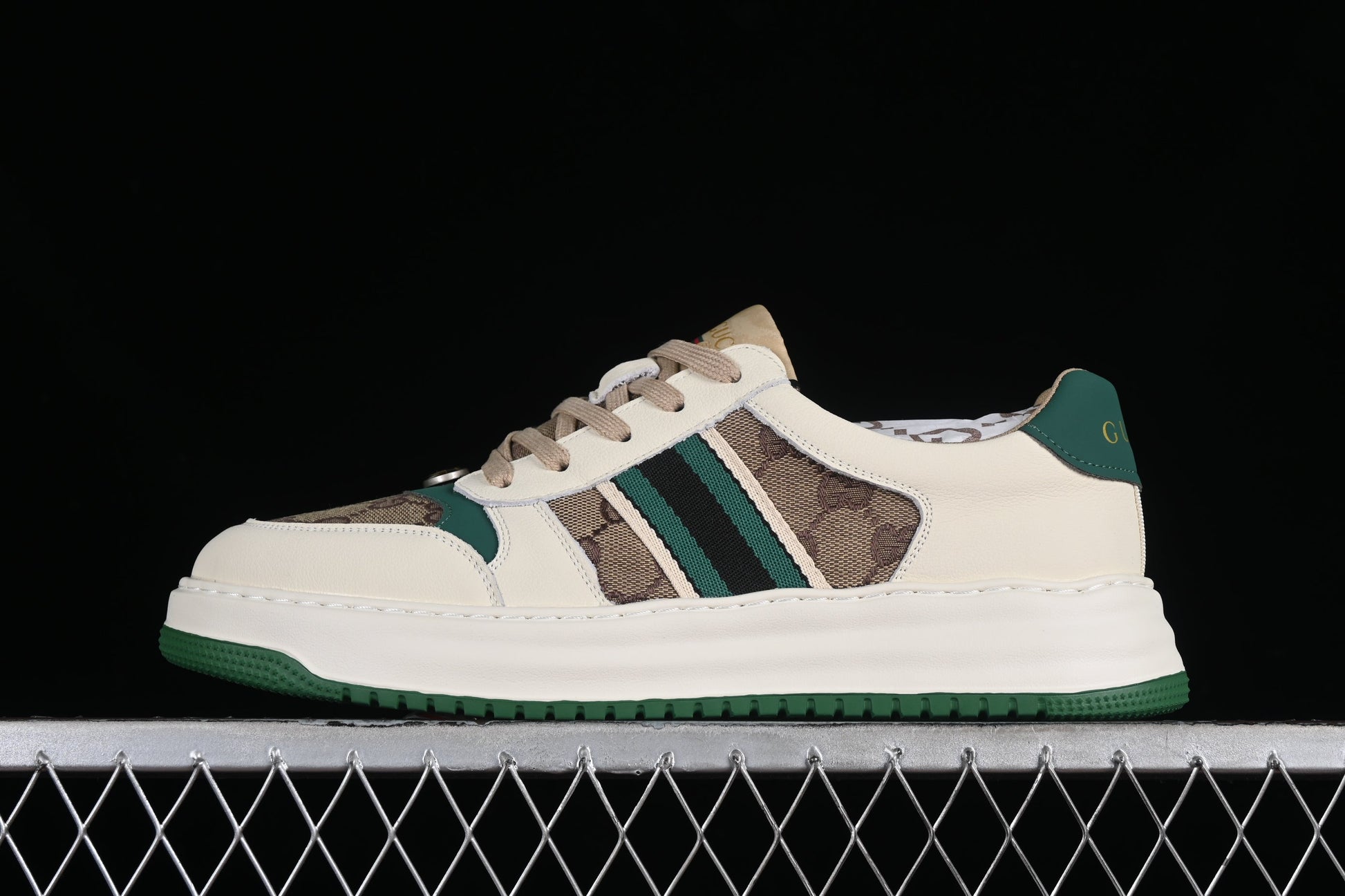 Gucci Screener GG Canvas Sneaker – Cream & Green XoticBlendz