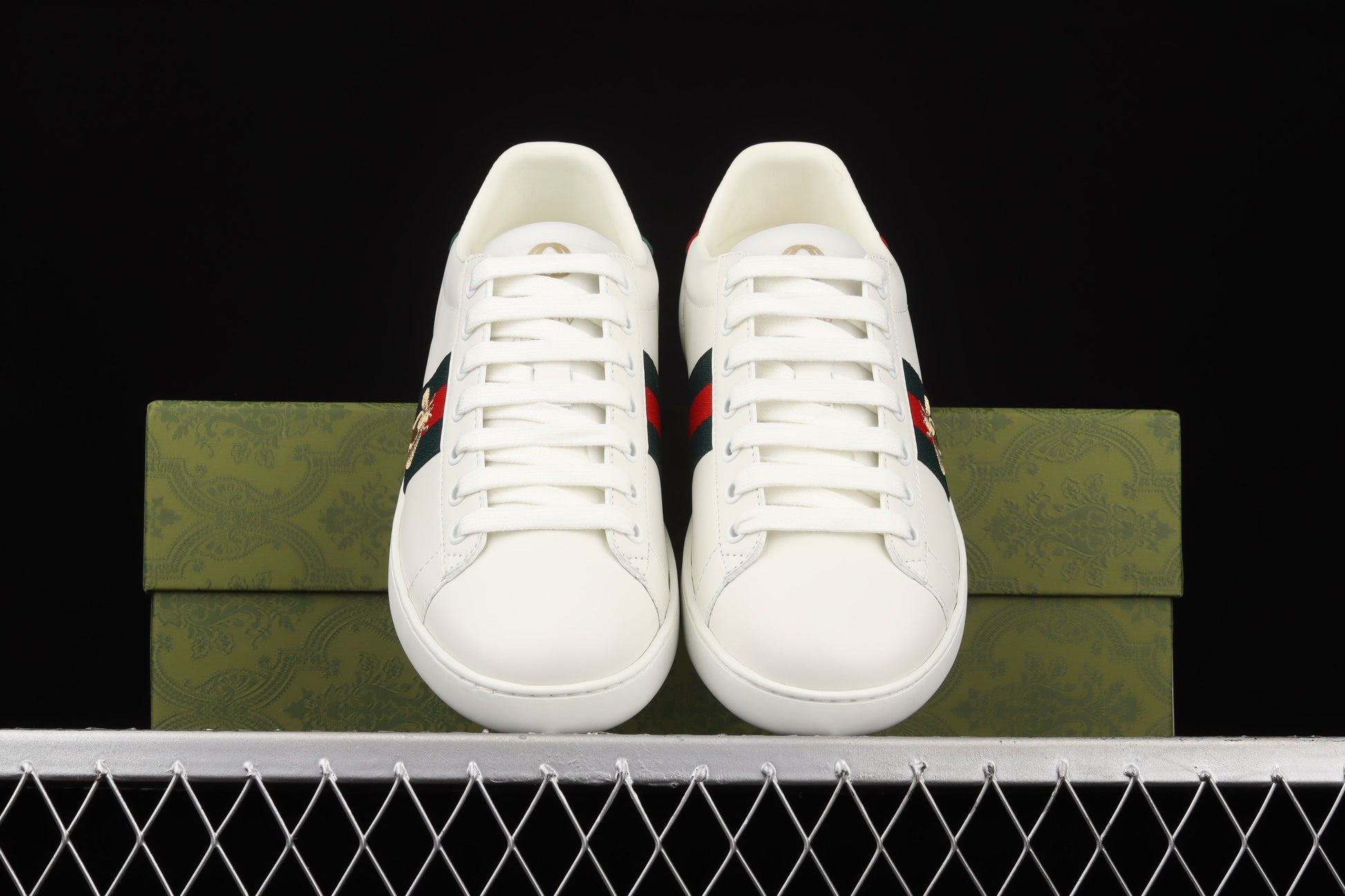 Gucci Ace Sneaker – Embroidered Bee & Web Stripe (Red/Green) XoticBlendz