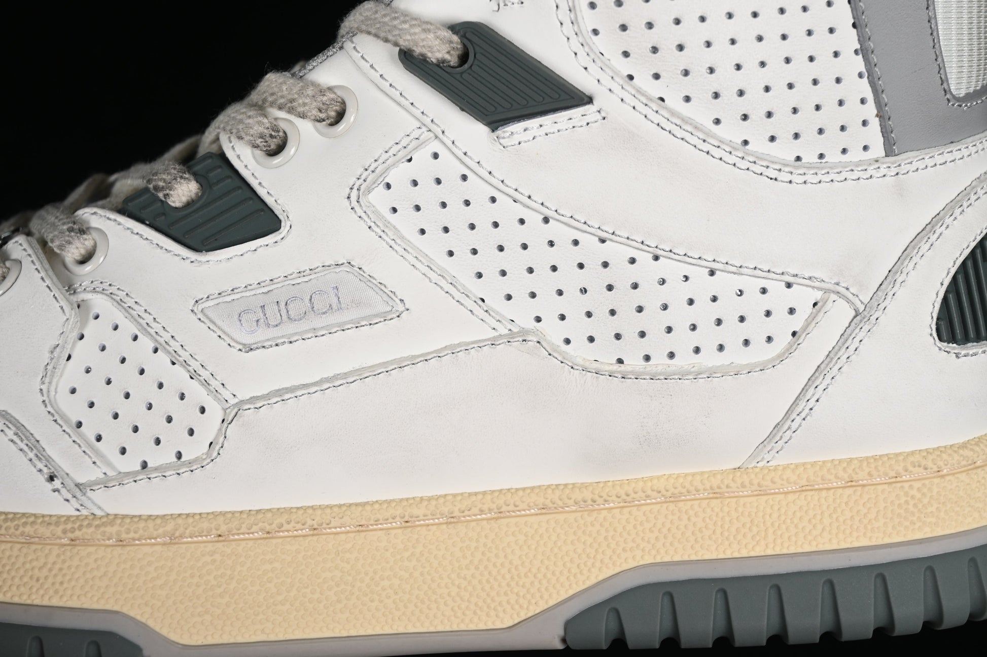 Gucci Basket High-Top Sneaker – White/Ivory/Green XoticBlendz