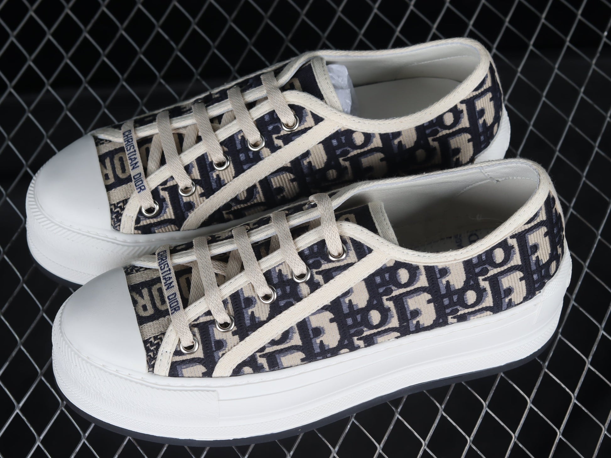 Dior Oblique Canvas Platform Sneakers – Navy & Beige Monogram XoticBlendz